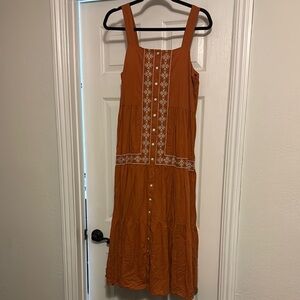 Madewell Orange Sleeveless Sundress with Square Neck